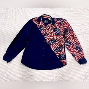 Roper Blue and Red USA Flag Print Shirt